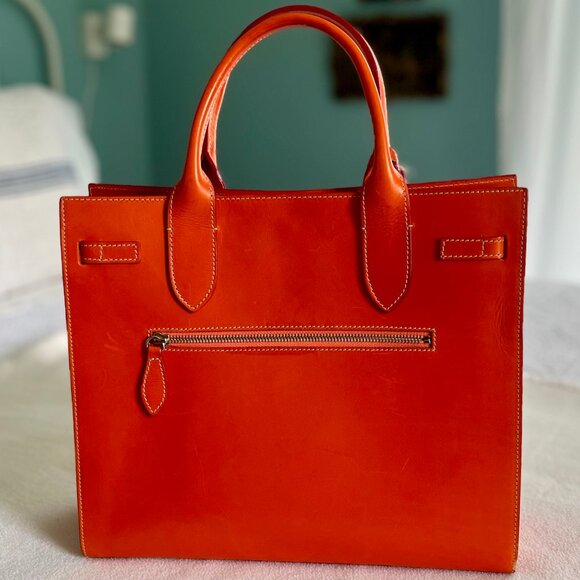 VINTAGE CLASSIC ORIGINAL DOONEY & BOURKE ALTO TASSEL HANDBAG ORANGE - Picture 4 of 7